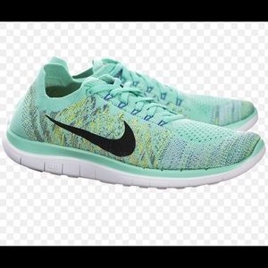 Nike Free 4.0 Flyknit - Green/Blue size 8